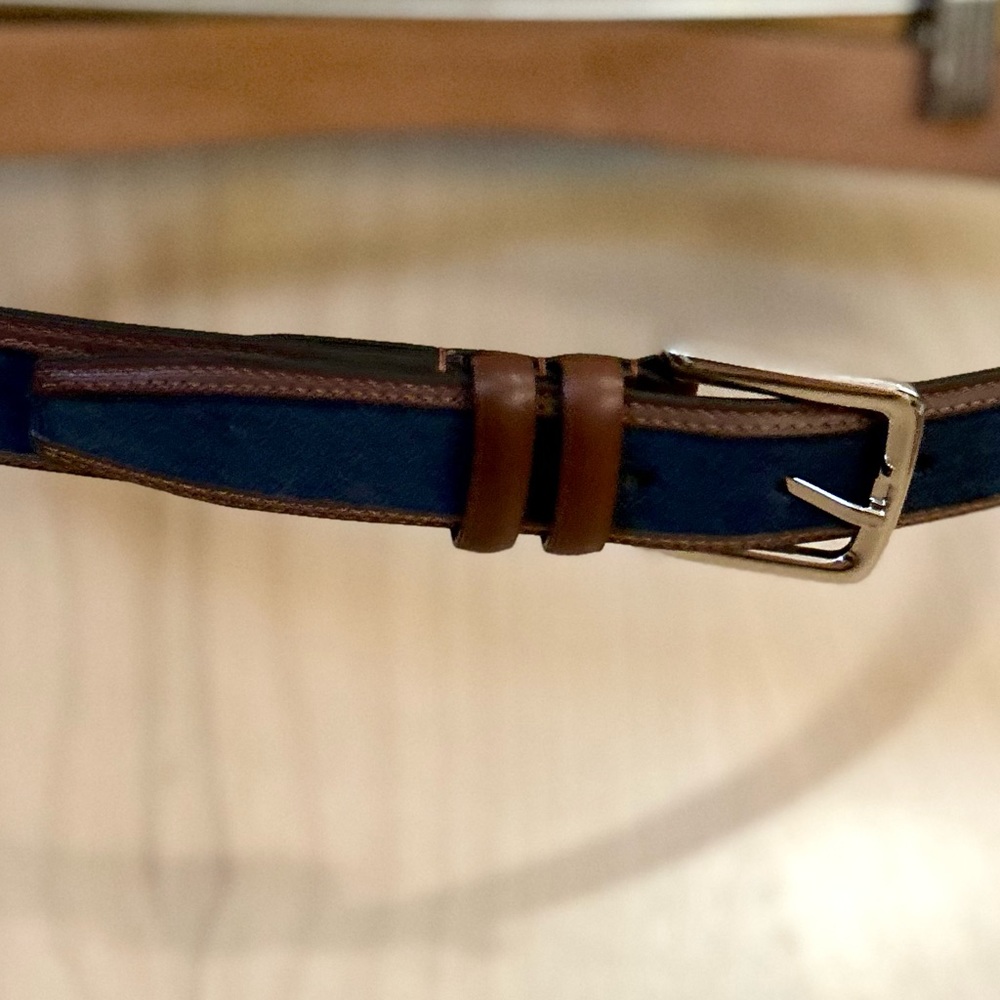 Brand New Cole Haan Brown Leather and Navy Mens Belt